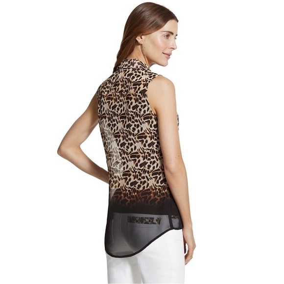 Chico’s Sheer Sleeveless Animal Print Button Down Blouse - Picture 5 of 9